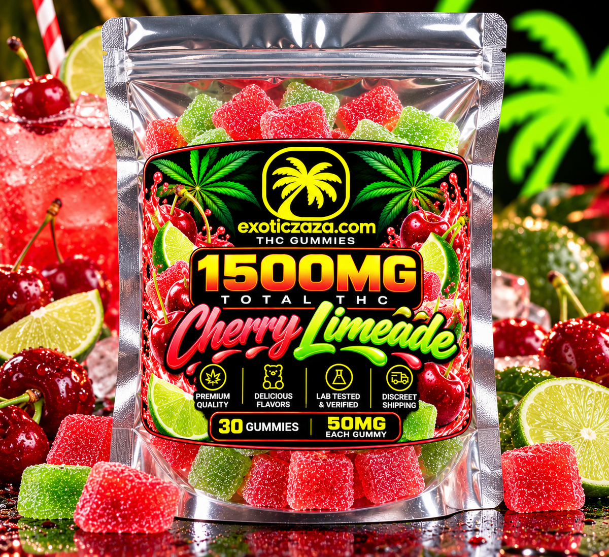 Cherry Limeade — 1500MG High-Dose Delta-9 THC Gummies - 30