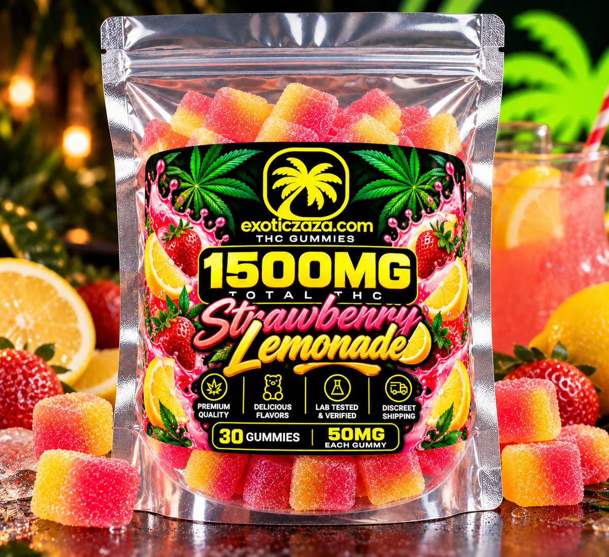 Strawberry Lemonade — 1500MG High-Dose Delta-9 THC Gummies - 30