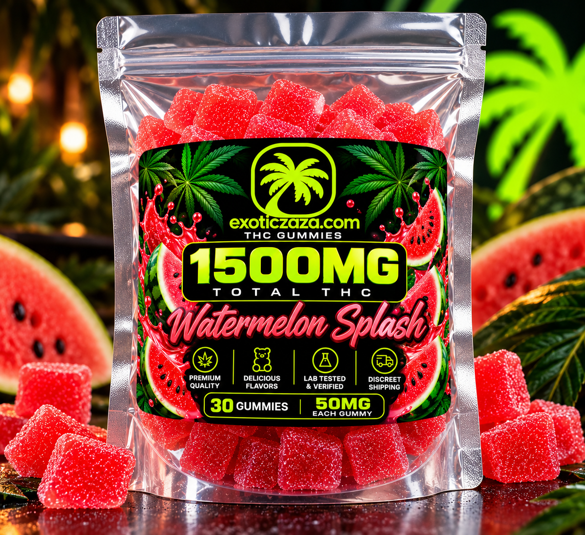 Watermelon Splash — 1500MG High-Dose Delta-9 THC Gummies - 30