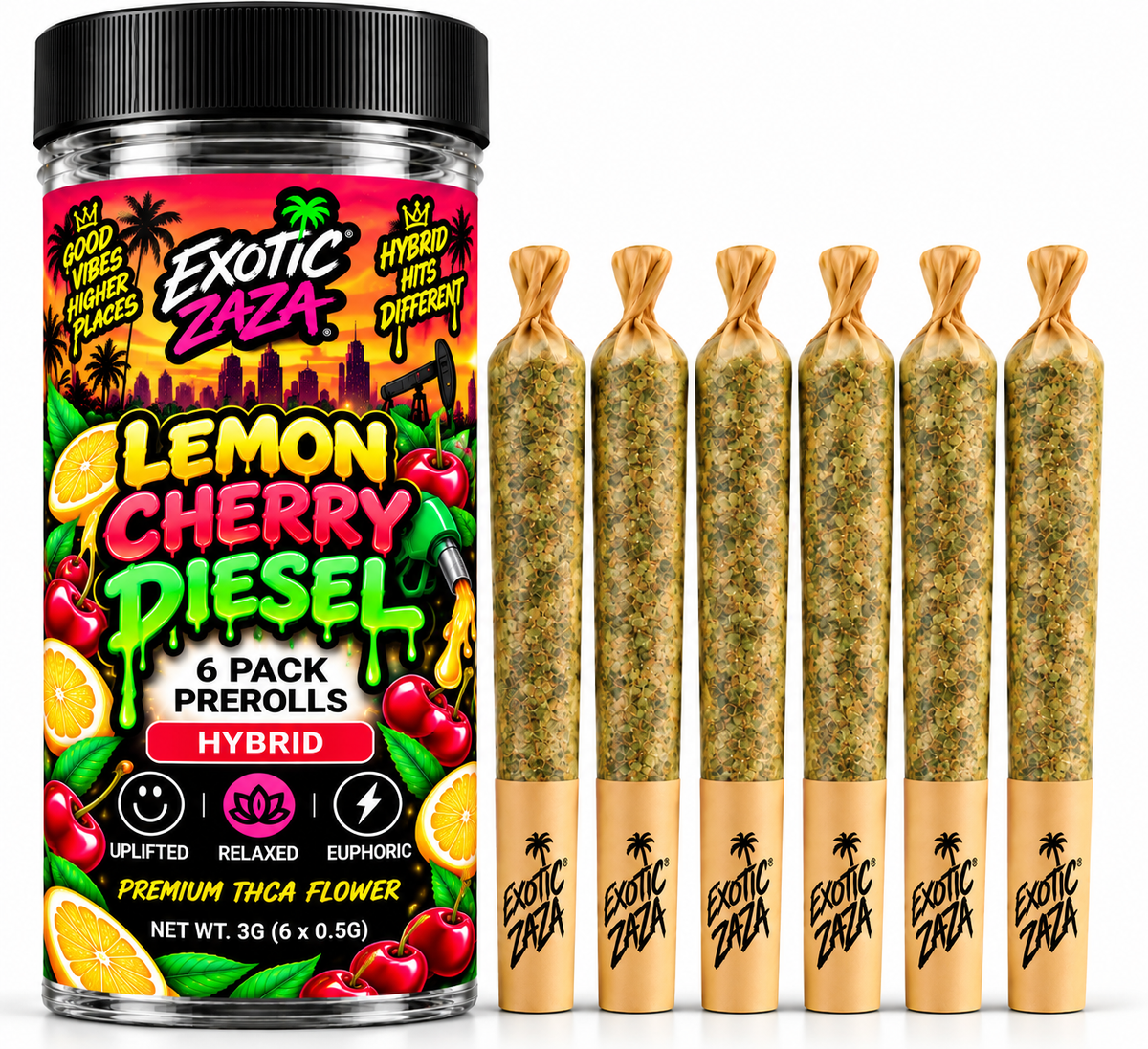 Lemon Cherry Diesel - Pre-Rolls - 6 Pack - 0.5G Each - 3G Total